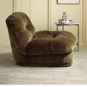 Sillón Redondo Estilo Vintage Tipo Bagel, Color Marrón Arce, Relleno de Espuma, para Decoración del Hogar - Product Image 4