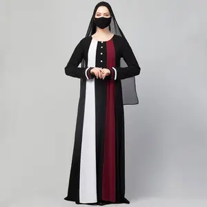 Summer high quality multi colored dress kaftan casual big size long sleeve muslim women maxi abaya