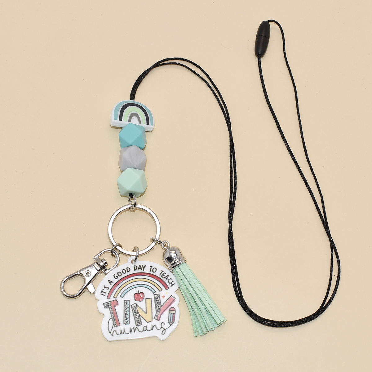 Wofish Boho Design Cute Style Silicone Pencil Colors Lanyard Keychains With Black COMPOSITION Bool TINY Big Pencil Blank Gifts Image 3