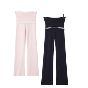 Pantalones de algodón orgánico personalizados para mujer, pantalones de chándal de pierna recta holgados con parte delantera plana de cintura media, directo del fabricante - Product Image 2