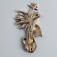 Bros Vas Bunga Cloisonné Berlapis Emas Vintage dengan Mutiara - Hadiah Pernikahan/Pesta Pertunangan