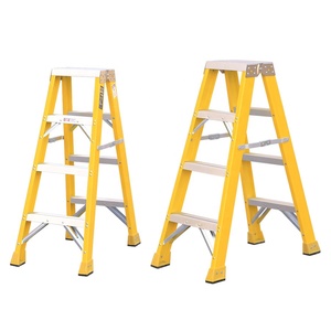 可折叠楼梯玻璃钢单步塔梯绝缘家用铝玻璃纤维双面梯子 - Product Image 1