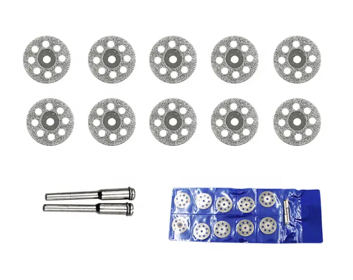 10Pcs 22mm Mini Sharp Diamond Cut Off Rotary Tool Cutting Disc Disks DIY Tools Accessories For Dremel with 2Pcs rod