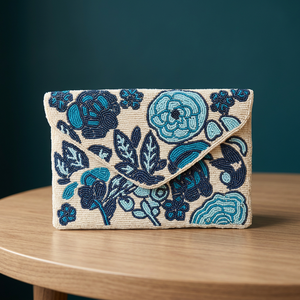 Pochette de soirée de luxe perlée, faite main, motif floral, sac à main enveloppe pour fêtes et mariages, sac à main tendance, fournisseur en gros, prix abordable - Product Image 2