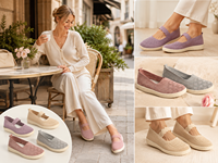 Chaussures Mary Jane Femme Flyknit Logo Personnalisé Maille Respirante Slip On Sangle Élastique Ballerines Plates Décontractées