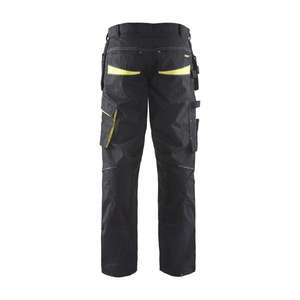 BLAKLADER - 149613309933D92 Pantalones de servicio elásticos con bolsillos para uñas Negro/Amarillo-PANTALONES DE TRABAJO EAN 7330509548776 - Product Image 2