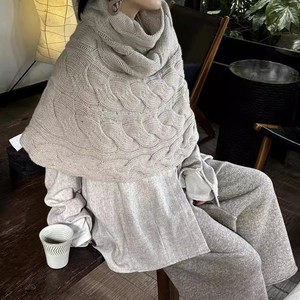Winter Women's Cashmere/Wool DONYI Super Warm Windproof Breathable Solid <strong>Pattern</strong> Long Three-Dimensional Twist High Collar <strong>Shawl</strong> - Product Image 4