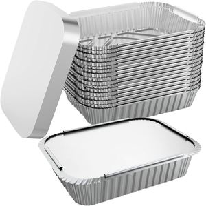 1000 Packs 2.25LB Oblong Pulp Moulding Food Grade Disposable <b>Foil</b> <b>Container</b> with Plastic Lid Wholesale - Product Image 1