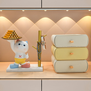 Happy Cat Resin Storage Ornament Lipstick Holder Desktop Decor For Living Room Entryway Gift - Product Image 3