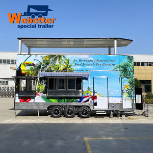 รถพ่วงร้านอาหารเคลื่อนที่ Webetter แบบกำหนดเอง สำหรับขายเครื่องดื่มเย็น กาแฟ น้ำผลไม้ บาร์เคบับ พิซซ่า ทาโก้ รถขายอาหารแบบพับได้สองชั้น - Product Image 1