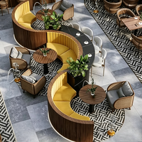 Banquette de restaurant moderne de luxe en forme de S, avec revêtement en placage de bois personnalisé, pour hall d'hôtel et café
