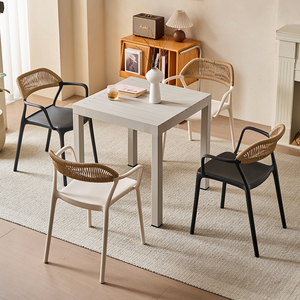 Silla de comedor negra de lujo para exteriores, respaldo de ratán tejido con cuerda, sillón de nuevo diseño para Hotel, jardín, Patio, silla de comedor para exteriores - Product Image 6