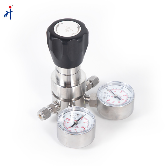 Stainless Steel Instrument Pressure Regulator Stable Pressure Regulator with 2 Gauges