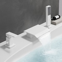Robinet de baignoire encastré moderne à 3 trous avec bec cascade et douchette, mitigeur chaud/froid en laiton pour salle de bain et hôtel