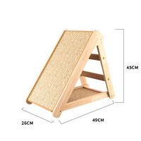 Griffoir vertical triangulaire en pin massif avec sisal 3-en-1, griffoir d'escalade pour chat reconfigurable, vente en gros personnalisée