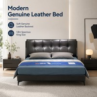 Großhandel Modernes Blaues Kunstleder Weich Gepolstertes Hotel-Villa-Hauptschlafzimmer-Bett