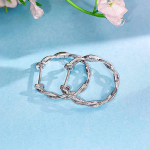 E1236 Orecchini a Cerchio in Oro Bianco, Gioielli Classici Unisex in Lega - Product Image 6