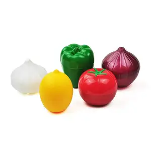 Boîte de stockage bac à légumes, plastique conserver les aliments frais, en forme de fruits, en forme de poivre vert, pour oignon, citron, tomates