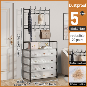 5-Tier Giày Rack và hat Rack cho lối vào, phòng khách, nhà lưu trữ miễn phí đứng Giày tổ chức với chống bụi Bìa - Product Image 6