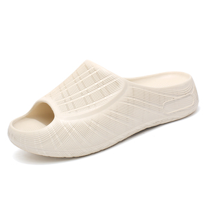 Women Beige EVA Open Toe Slides Breathable Mesh Lining Summer Indoor <b>Slippers</b> - Product Image 1