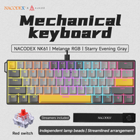 Ajazz NK61 Wired Gaming Keyboard Rainbow Light 60% Mini Portable Computer Compact Gamer Keyboard Red Switch Gaming Keyboard