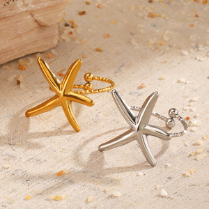 Anillo Abierto de Estrella de Mar, Diseño Exclusivo, Moda Europea y Americana, Tendencia para Viajes a la Playa, Anillo de Estrella de Mar de Acero Inoxidable al por Mayor - Product Image 4