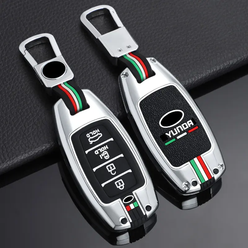 Fashion Zinc Alloy Key Case Cover 3/4/5 Buttons Holder For Hyundai KONA KAUAI Solaris Azera Elantra Grandeur IG Accent Santa Fe