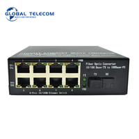 Medya dönüştürücü Fiber 10/100Mbps 1 SC Fiber optik 8RJ45 Lan portları Ethernet anahtarı optik kamera medya dönüştürücü