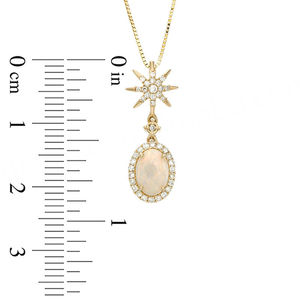 Collier pour femme, bijoux uniques, cadre délicat, étoile éclatante, opale, halo de CZ, serti, plaqué or 925, élégant, pendentif en gros - Product Image 2