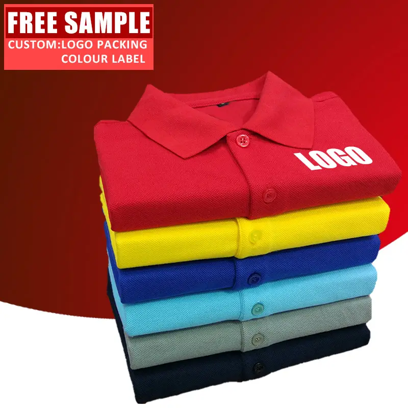 Polo en coton et polyester avec logo brodé sur mesure pour hommes, polo à manches courtes, uniforme d'entreprise, haute qualité
