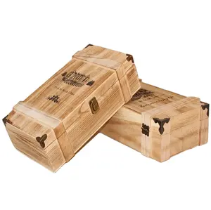 De <span class=keywords><strong>vino</strong></span> de madera de 2 botellas de <span class=keywords><strong>vino</strong></span> caja de almacenamiento caja de Whiskey - Product Image 1