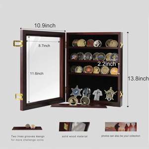 Factory Wholesale Black Challenge Coin <b>Display</b> Wood Wall Mount Cabinet Collection Challenge Coin <b>Display</b> <b>Case</b> - Product Image 6