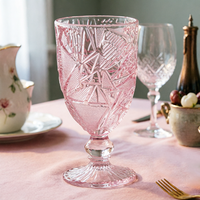 Verres à vin rétro européens ornés et gaufrés faits à la main, motif diamant, écologiques, compatibles lave-vaisselle, capacité 320 ml, pour les fêtes