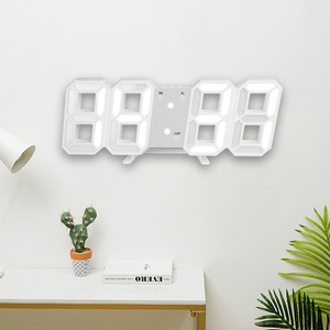Relógio de Parede Digital 3D LED para Sala de Estar com Alarme, Temperatura, Data, Controle de Som e Luz Noturna com Controle Remoto - Product Image 1