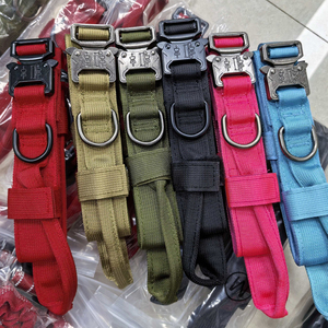 Custom Designer Logo Kwaliteit Verstelbare Sterke Zware Nylon Tactische Grote Hondentrainingshalsband Met Handvat Voor Honden - Product Image 1