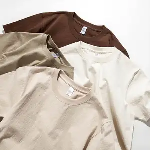 Toptan ağır 250 Gsm % 100% organik pamuk düz T Shirt özel Logo baskılı işlemeli erkek düz tişört