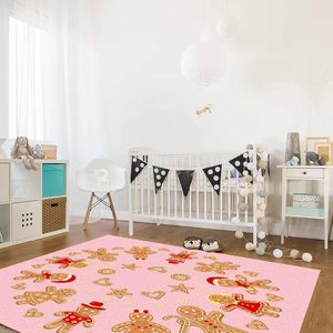 Tapis de Noël rouge en forme de biscuits, décoration de la maison, motif flocon de neige, étoile, cœur, antidérapant, absorbant, doux, tapis de salon, tissé en Chine - Product Image 4