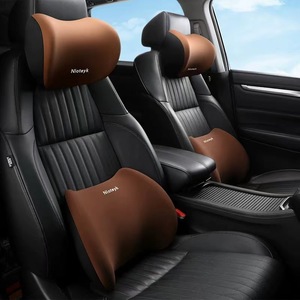 HONGLILAI Almohada Cervical para Coche de Seda Fría PU, Soporte Lumbar de Fibra Sintética para Deportes, Cuatro Estaciones, Juego de Reposacabezas y Soporte para Asiento, 2 Piezas - Product Image 2