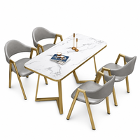 Ensemble Table à Manger Texture Simple Moderne Luxe Léger pour Mobilier de Maison