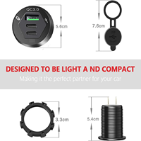 Prise USB double port Type C PD QC3.0 avec lumière LED pour voiture, camping-car, bateau, marine, camion, sortie 5V 36W, alimentation 12V/24V DC