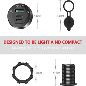 เต้ารับ USB สำหรับรถยนต์ รถบ้าน เรือ รถบรรทุก แบบคู่ พอร์ต Type C PD QC3.0 กำลังไฟ 36 วัตต์ แรงดันขาเข้า 12V / 24V แรงดันขาออก 5V พร้อมไฟ LED - Product Image 5