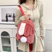 Sac à dos en peluche douce YHY avec oreilles de lapin à double poignée, idéal comme cadeau d'anniversaire