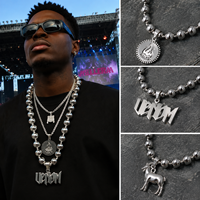 Collier pendentif personnalisé en acier inoxydable et laiton, style punk rock, avec chaîne à billes, pour homme, bijou affirmé, idéal pour la création de bijoux DIY