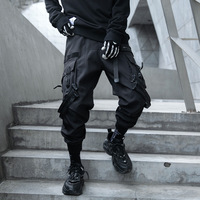 Pantalon de survêtement fonctionnel coupe slim, taille mi-haute, coupe droite, coupe-vent, style urbain, pour homme, tendance, pour le printemps et l'automne