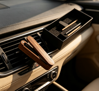 Diffuseur de parfum personnalisé de luxe pour voiture, clip de ventilation, aromathérapie, bande PE, parfum, matériau en bois