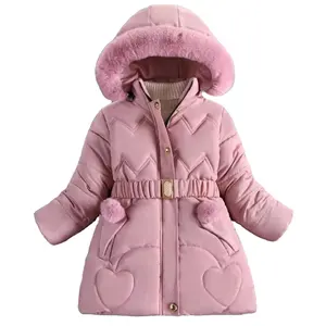 Baby Winter Warm Coat Soft Fabric Thicken Kids Elegant Coats Long Hooded Children Clothes Girl Down Jacket Kids Puffer Coat