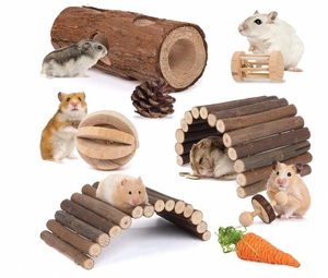 Giocattoli Interattivi per Piccoli Animali con Accessori da Masticare in Gomma e Legno, Confezionati in Cartone per Criceti, Porcellini d'India e Altro - Product Image 1