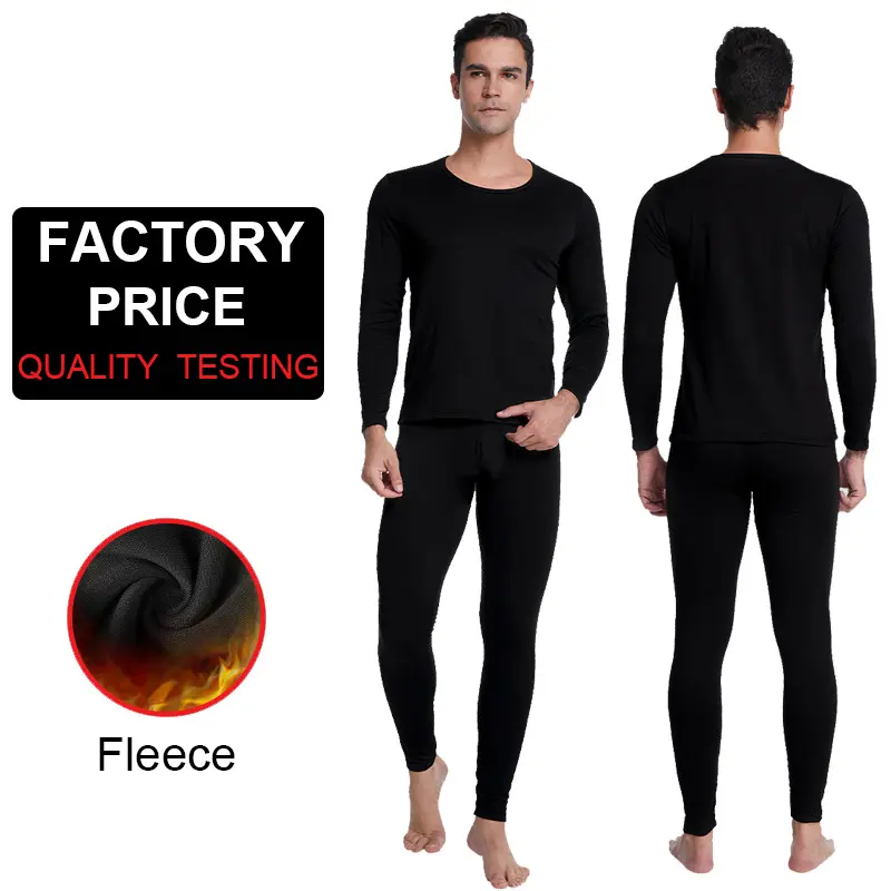 High Quality Mens Underwear Thermal Thick Fur Lined Fleece Winter Thermal Legging Set Good Fabric For Thermal Underwear