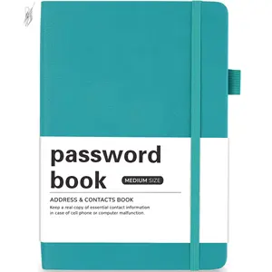 Персонализированный компьютер в твердом переплете, синий органайзер для книг с паролем, блокнот А5, адресная книга и владелец паролем