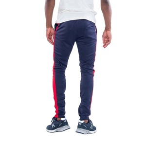 ขายส่ง100% โพลีเอสเตอร์ที่กำหนดเองสีฟ้าและสีแดงติดตามกางเกงที่มีโลโก้ของคุณเอง - Product Image 3